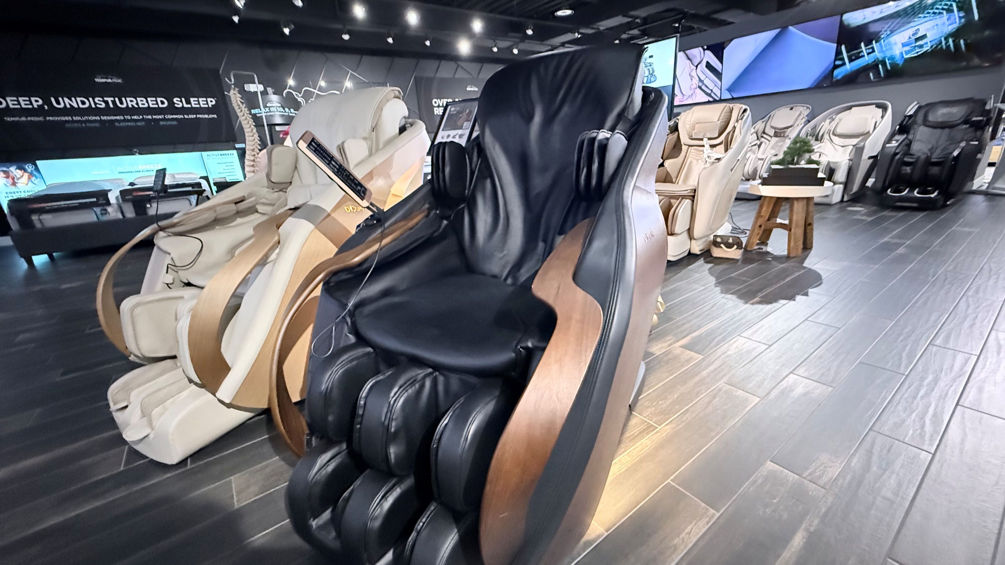 Orlando massage chairs with black and wood massage chair