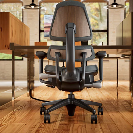 Anthros Office Chair Black and Wood Lifestyle Image