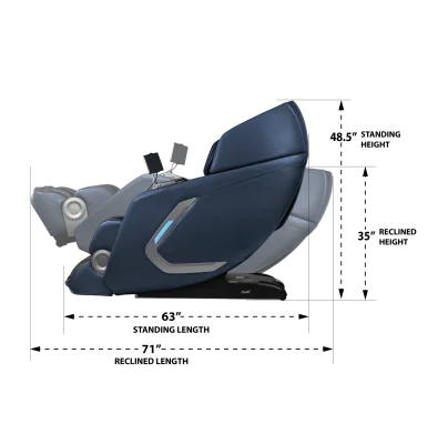 Osaki 4D Bravo Duo Flex Massage Chair Dimensions from side angle