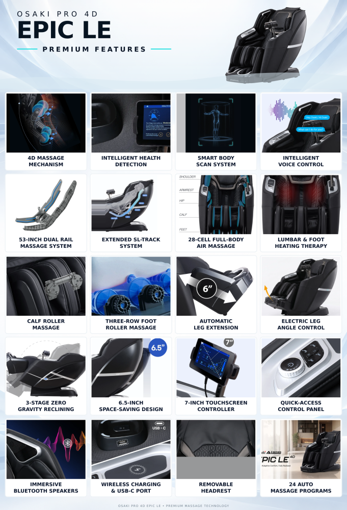 Osaki Pro 4D Epic Massage Chair Features Osaki Pro 4D Epic Massage Chair Features